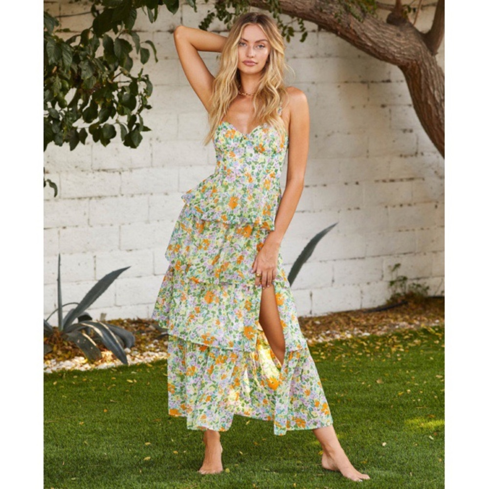ASTR The Label Midsummer Floral Tiered Ruffle Maxi Dress NWT
